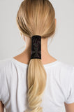 Suede Purple & Hematite Bling Iron Cross w/Flames Hair Glove®