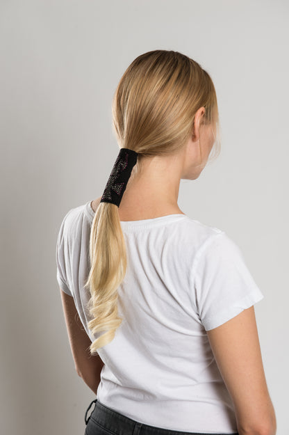 4" Suede Purple & Hematite Bling Iron Cross w/Flames - Original Hair Glove®