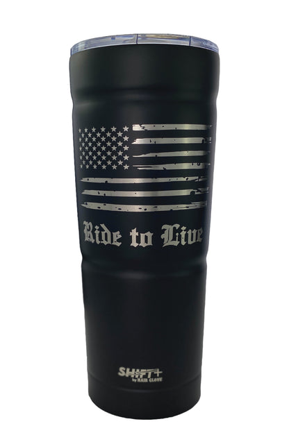 Stainless Steel Tumbler Black USA Flag (25.4 oz/750 ML)