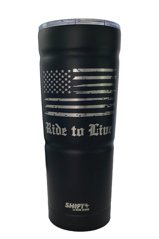Stainless Steel Tumbler Black USA Flag (25.4 oz/750 ML)