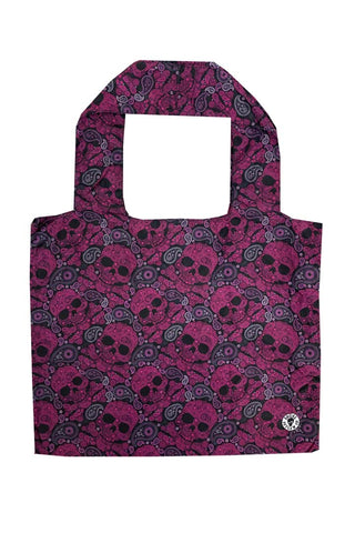 Pink & Black Skull Paisley Recycle Bag