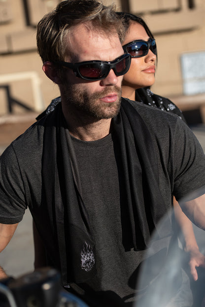 Plain Black Flag Cooling Towel-(40"x12")