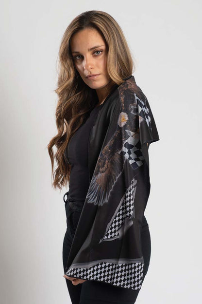 Eagle Checkered Flag Cooling Towel-(40"x12")