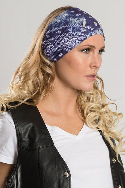 Navy Tie-Dye Paisley w/Gems