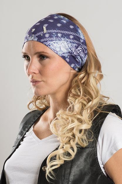 Navy Tie-Dye Paisley w/Gems