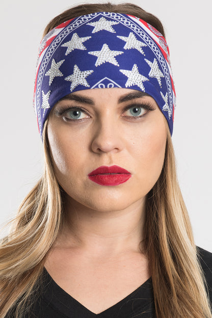 American Flag Wavy w/Gems EZ Bandz