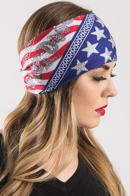American Flag Wavy w/Gems EZ Bandz