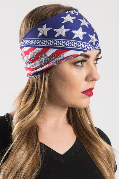 American Flag Wavy w/Gems EZ Bandz