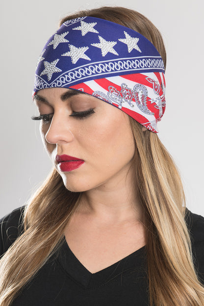 American Flag Wavy w/Gems EZ Bandz