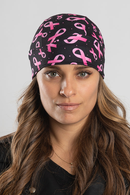 Pink Ribbon w/Gems Full-Head Wrap