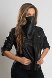 1-Piece Leather Triangle Mask Black