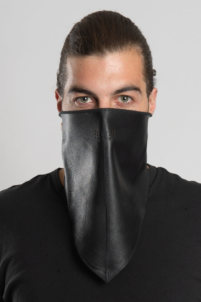 2-Piece Stitched Leather Triangle Mask Black – Hair Glove
