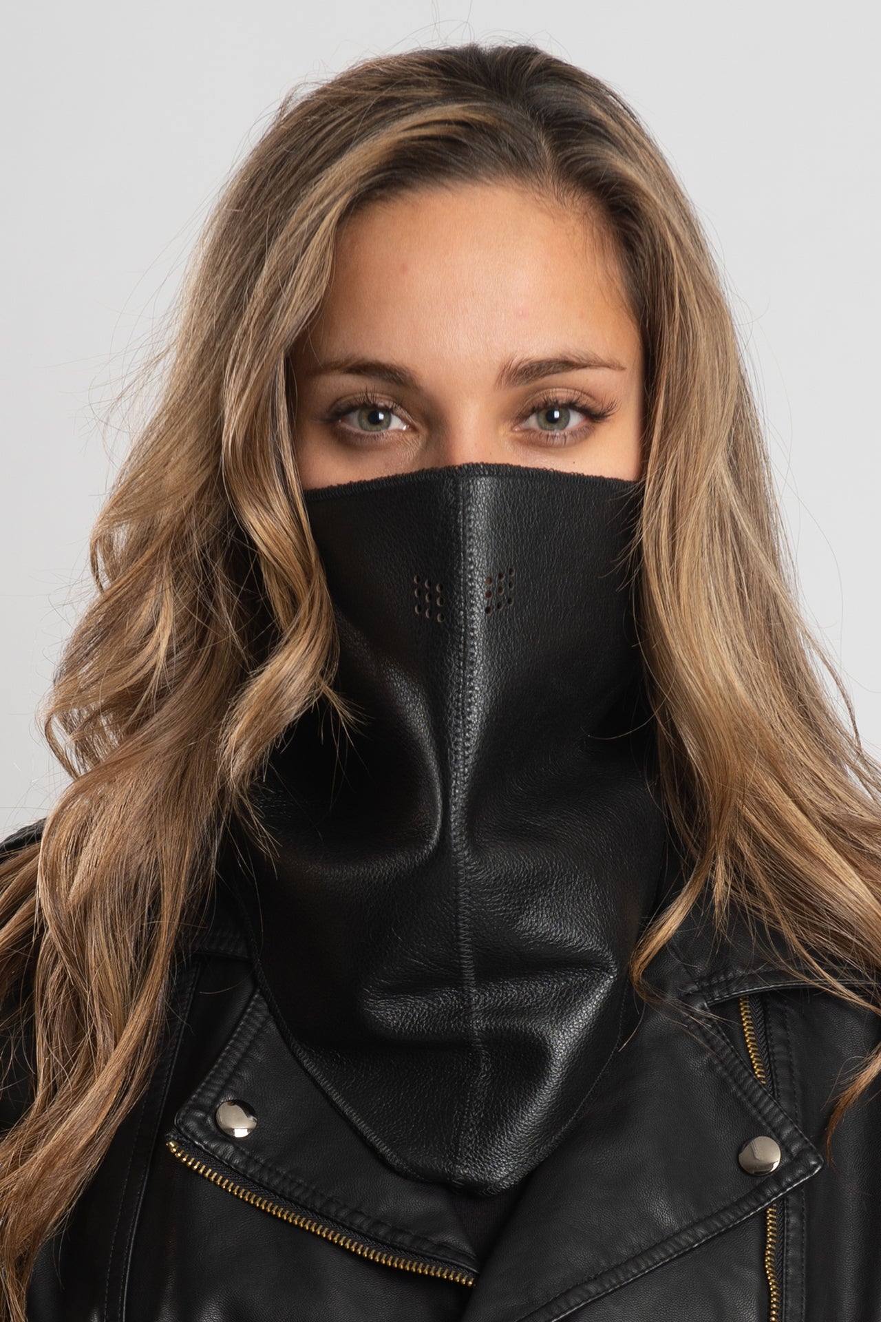 Triangle Maskcoat 2-Piece Stitched Leather Triangle Mask Black โ Hair Glove