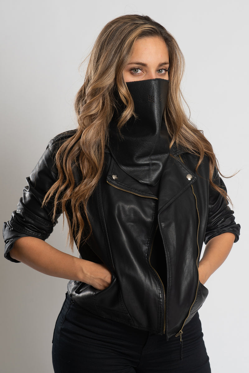 2-Piece Stitched Leather Triangle Mask Black – Hair Glove