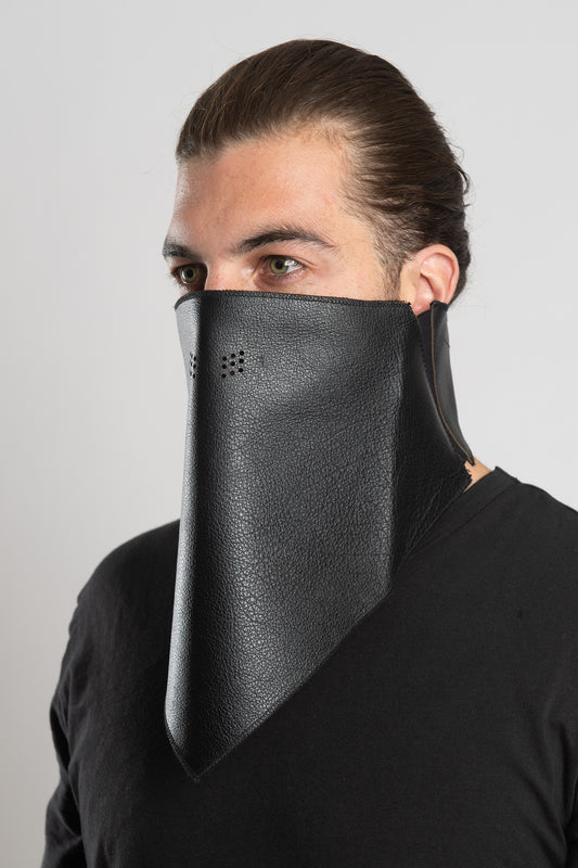 3-Piece Leather Triangle Mask Black