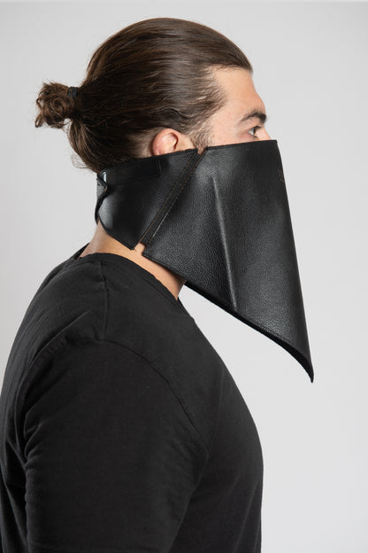 3-Piece Leather Triangle Mask Black