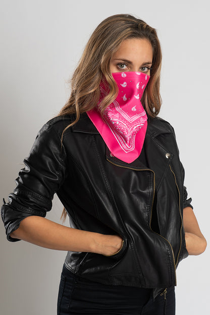Hot Pink Bandana w/Gems Triangle Mask