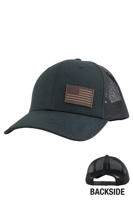 Brown Leather American Flag  1.77  X 1.12 (Trucker)