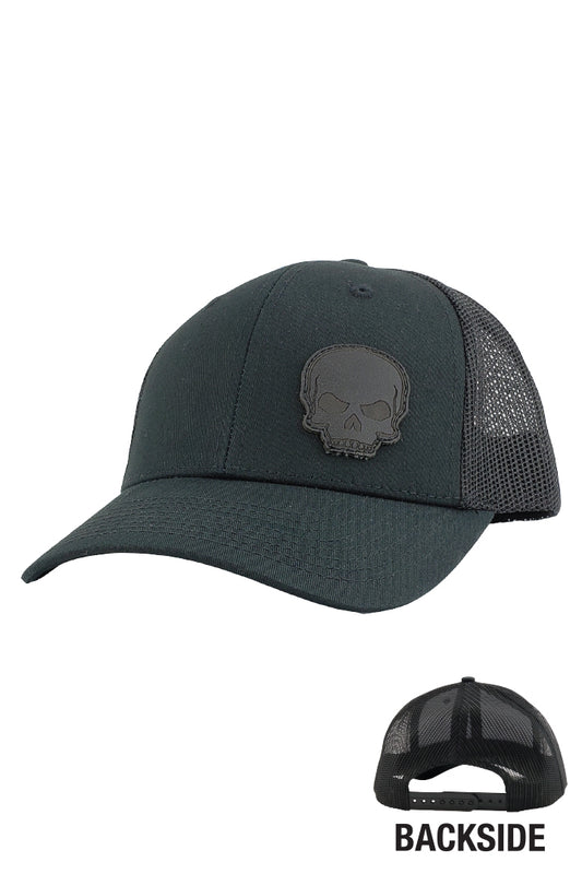 Black Leather Skull 1.75 x 2.5 (Trucker)
