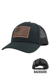 Brown Leather American Flag w/Rivets 3 x 2 (Trucker)