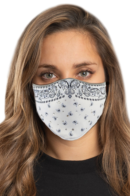 White Paisley w/Gems Face Mask Set