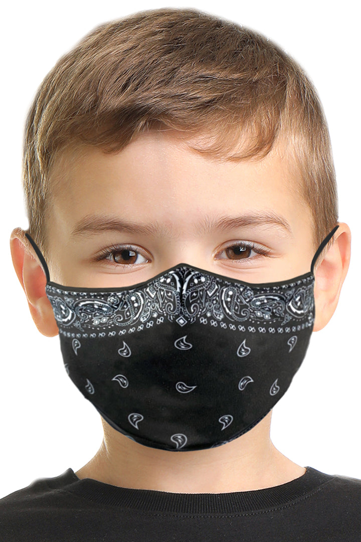 Black Bandana Kids Face Mask Set – Hair Glove