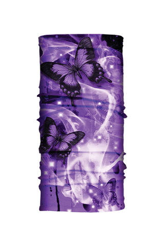  - Multi-Functional Headwear - Purple Butterflies EZ Tube - 1