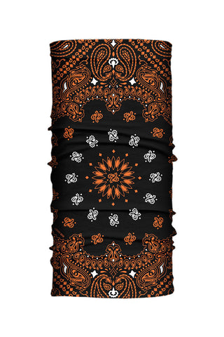 Black and Orange Bandana Paisley Light Weight EZ Tube