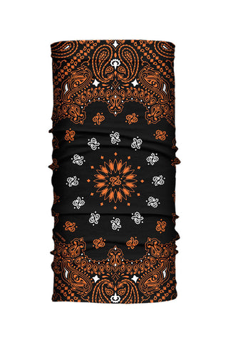 Black and Orange Bandana Paisley Light Weight EZ Tube