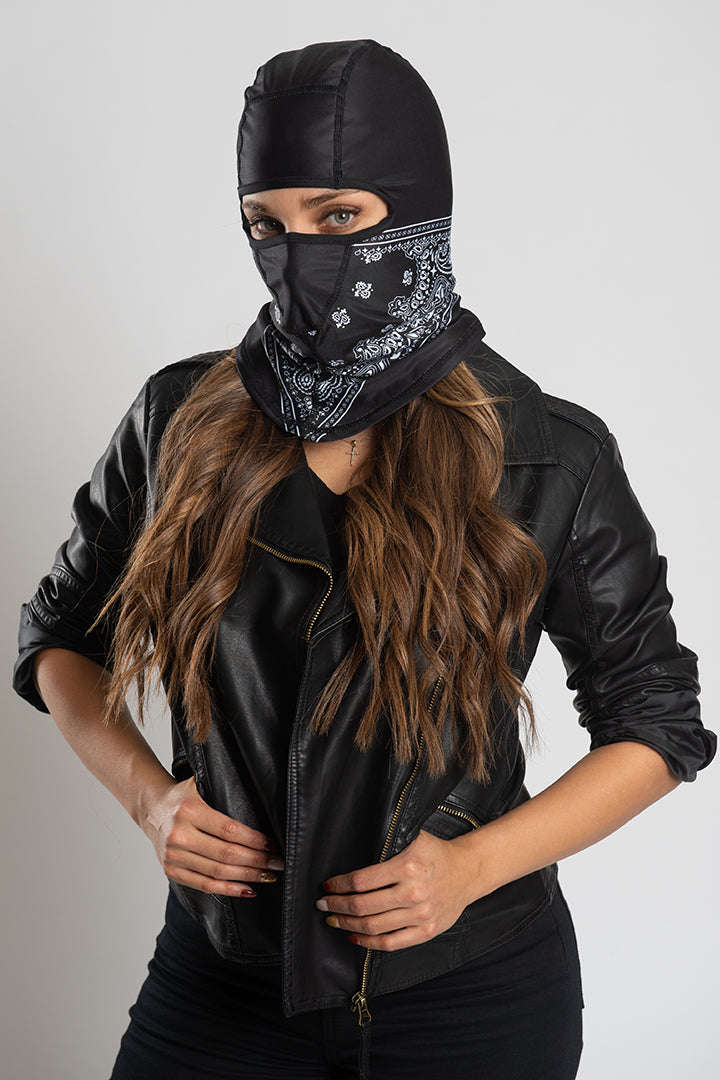 Black Paisley (Winter Weight) Balaclava – Hair Glove