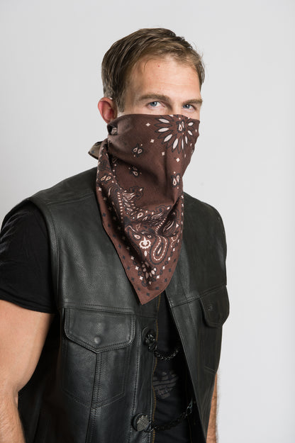 Brown Paisley w/Hidden Route 66 - 22" Bandana