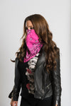 Pink Paisley w/Hidden Butterfly Skulls 22" Bandana