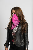 Pink Paisley w/Hidden Butterfly Skulls 22" Bandana