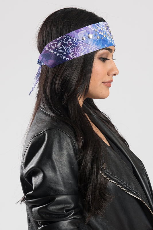 Purple Paisley w/High Frequency Gems Pre-Sewn Bandana Headband