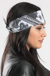 Black Tie Dye Paisley w/Gems Pre-Sewn Bandana Headband