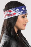 American Flag w/Gems Pre-Sewn Bandana Headband