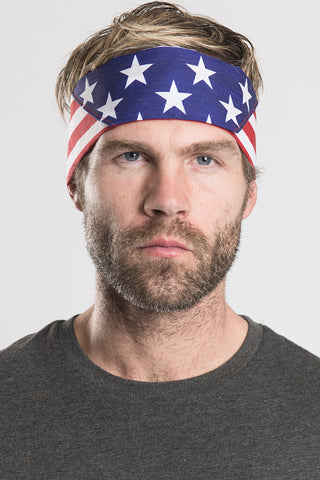 American Flag Pre-Sewn Bandana Headband