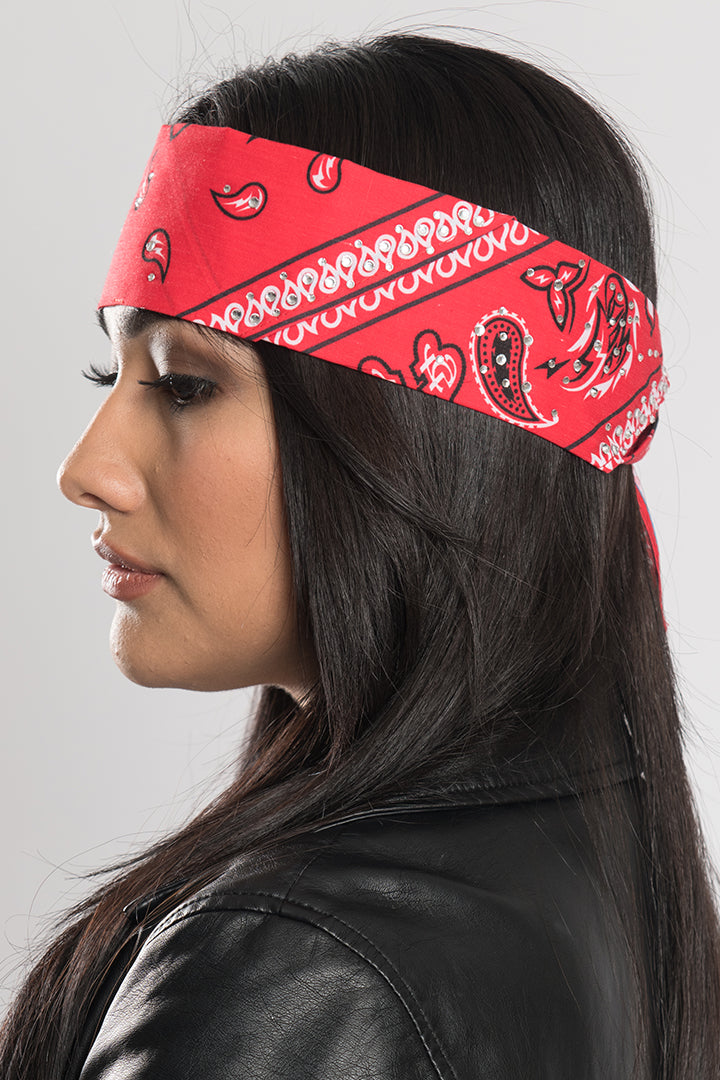 Paisley Bandana Elastic Bandana Head Scarf Red Bandana Headband