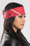 Red Dye Paisley w/Gems Pre-Sewn Bandana Headband