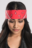 Red Dye Paisley w/Gems Pre-Sewn Bandana Headband