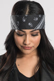 Black Paisley w/Gems Pre-Sewn Bandana Headband