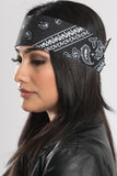 Black Paisley w/Gems Pre-Sewn Bandana Headband