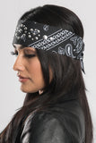 Black Paisley w/High Frequency Gems Pre-Sewn Bandana Headband