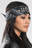 Black Paisley w/High Frequency Gems Pre-Sewn Bandana Headband