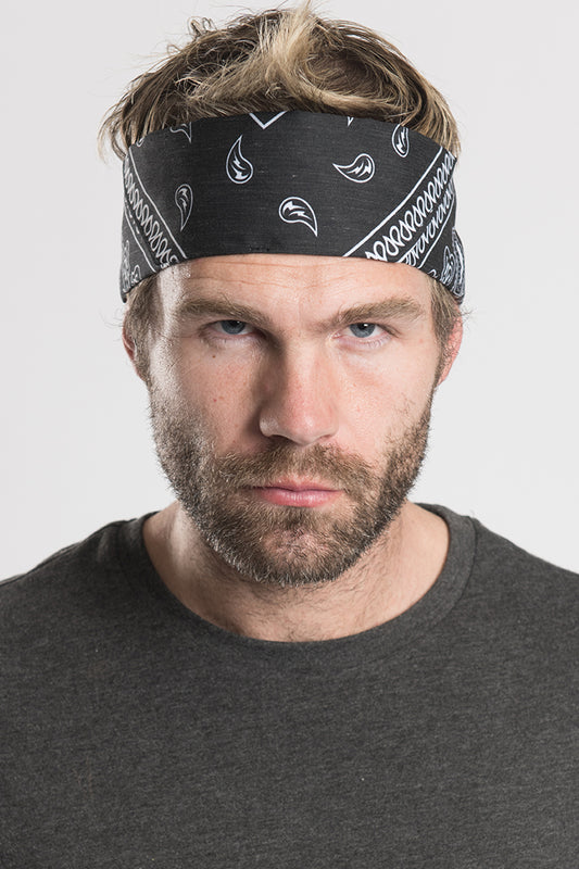 Black Paisley Pre-Sewn Bandana Headband