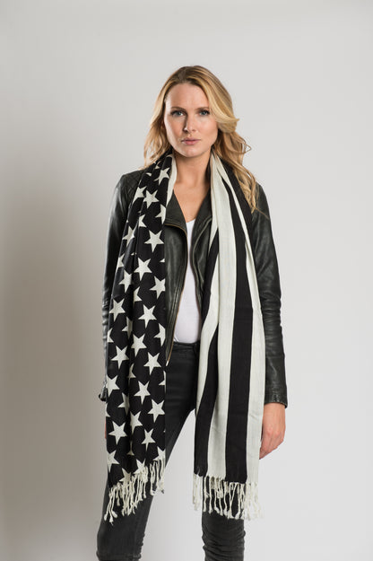Black & White Stars & Stripes Scarf