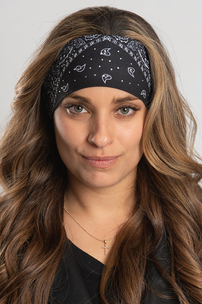 Black Bandana w/Gems Ez Bandz Thin