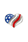 Red White & Blue Heart w/Gems Pin