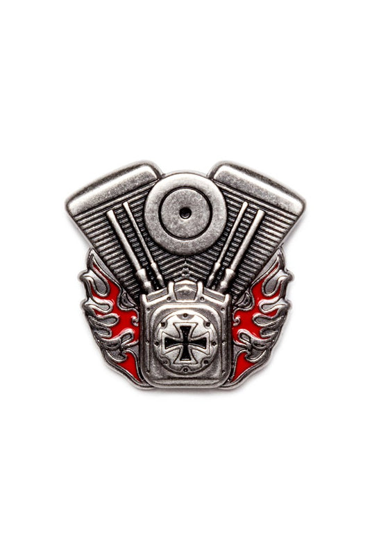 V-Twin Engine w/Iron Cross & Flames Pin