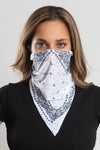 White Bandana w/Teal Gems Bandana Tube